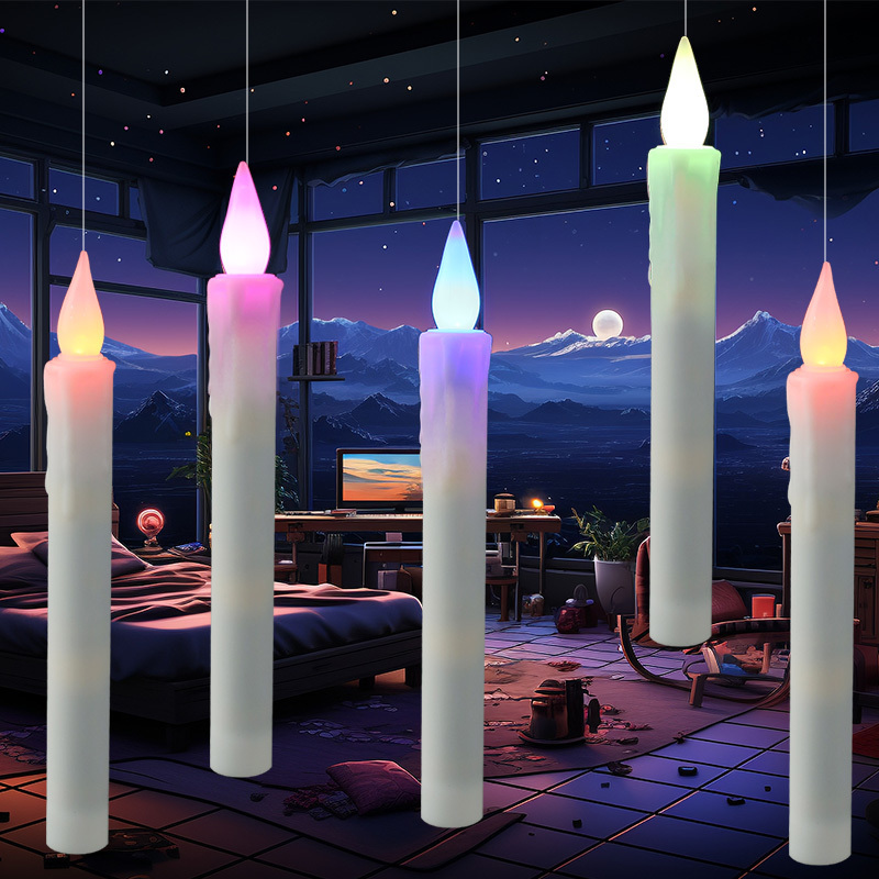 Halloween Floating Candles with Magic Wand Remote wax light Flameless Candles Battery Operated Hanging Window Candles