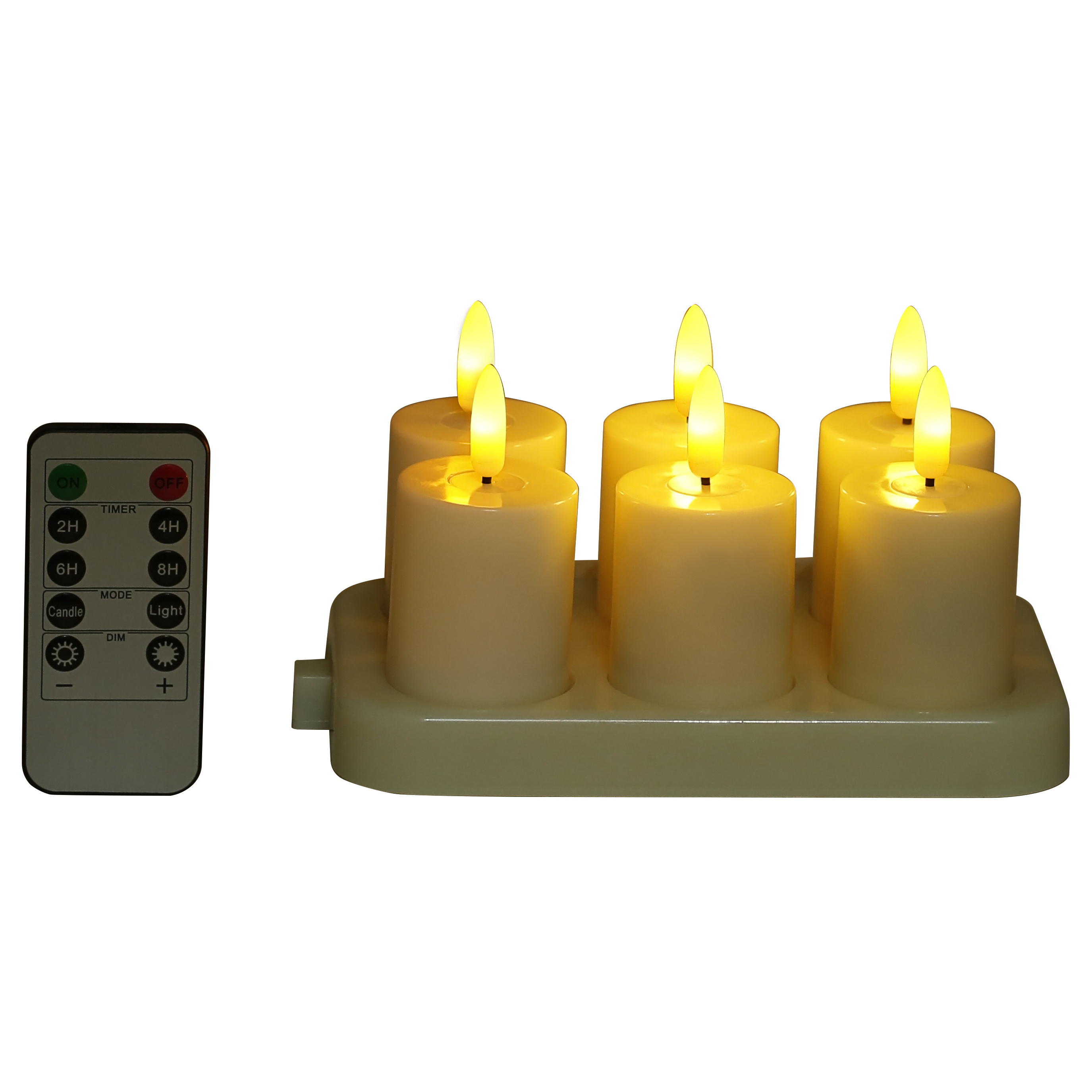 wholesale 3d flame Rechargeable Base Led candle set Flameless Electronic tea light with remote control