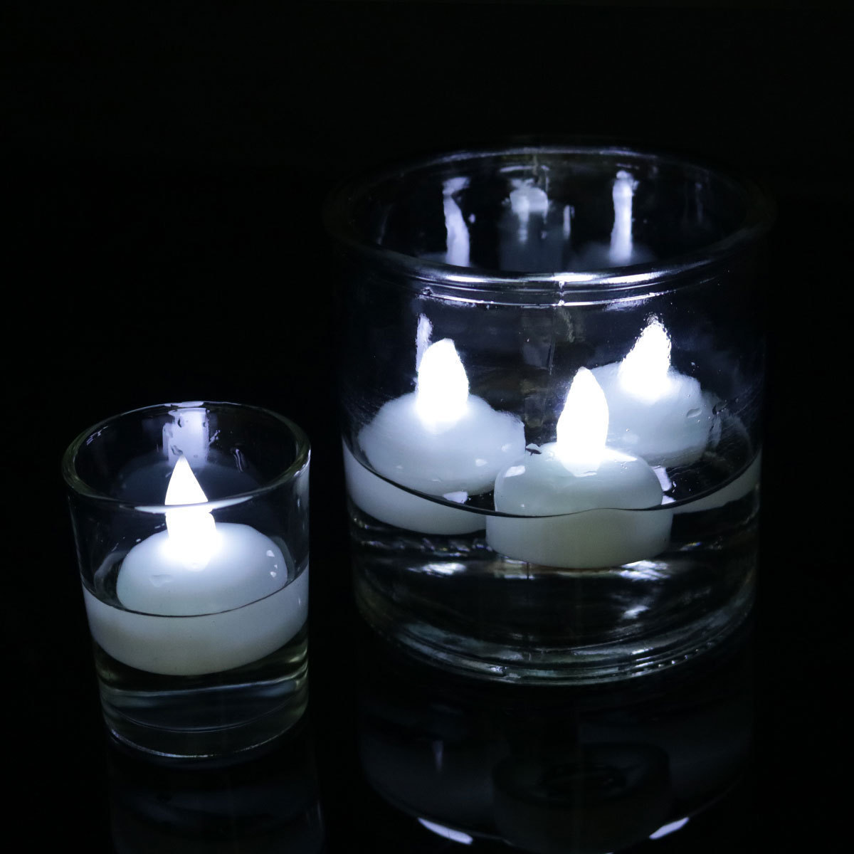 Waterproof Warm White Yellow Color Flameless Mini Led Candles Tea Light Floating