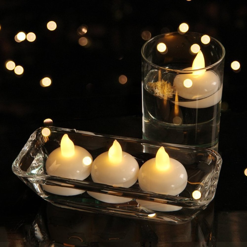 Waterproof Warm White Yellow Color Flameless Mini Led Candles Tea Light Floating