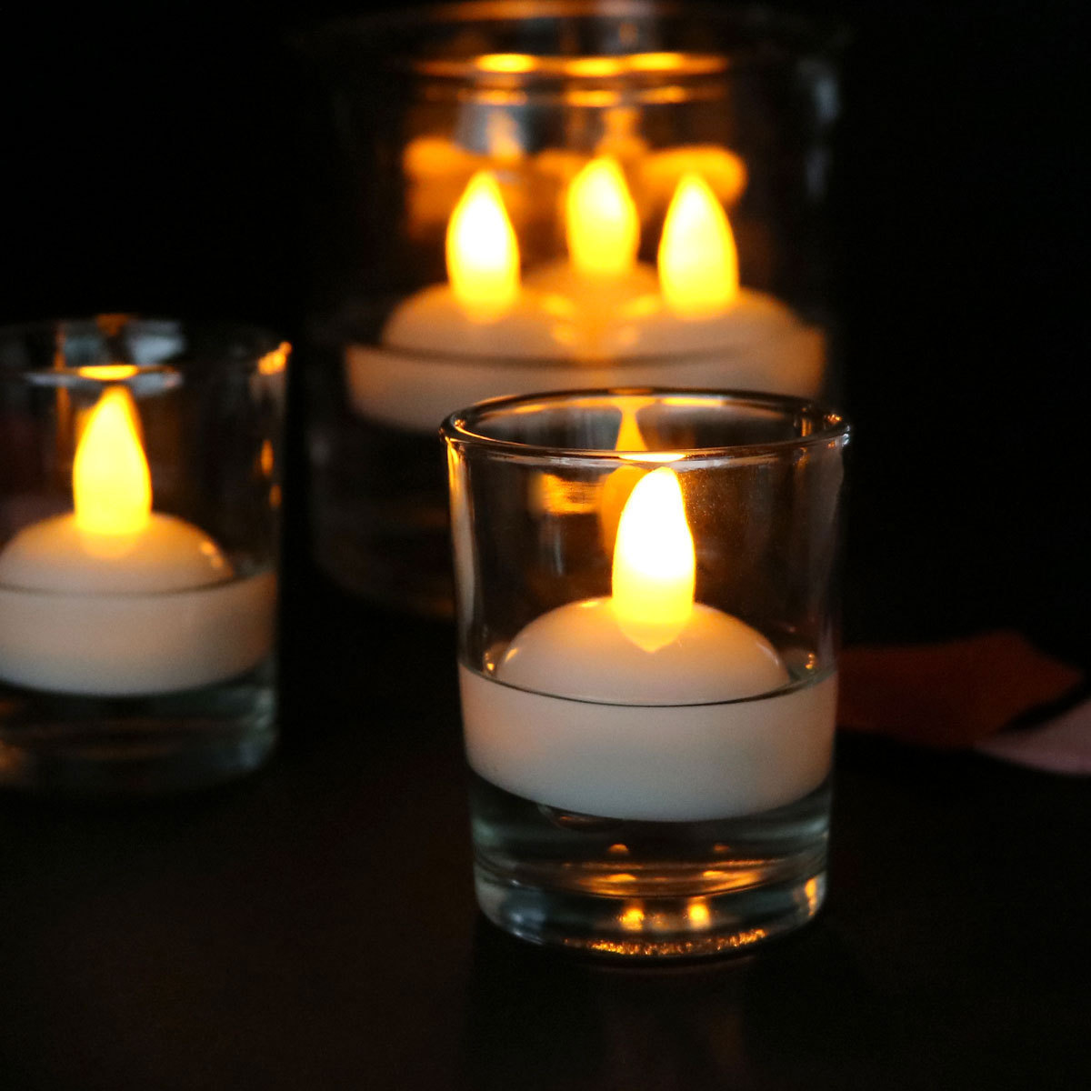 Waterproof Warm White Yellow Color Flameless Mini Led Candles Tea Light Floating