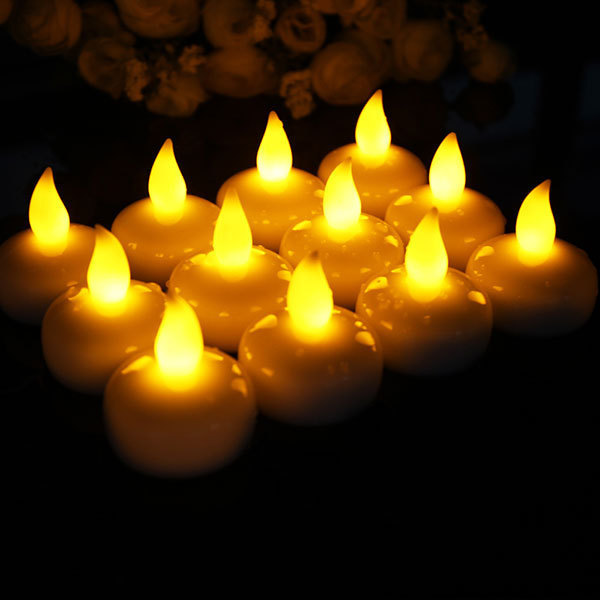 Waterproof Warm White Yellow Color Flameless Mini Led Candles Tea Light Floating