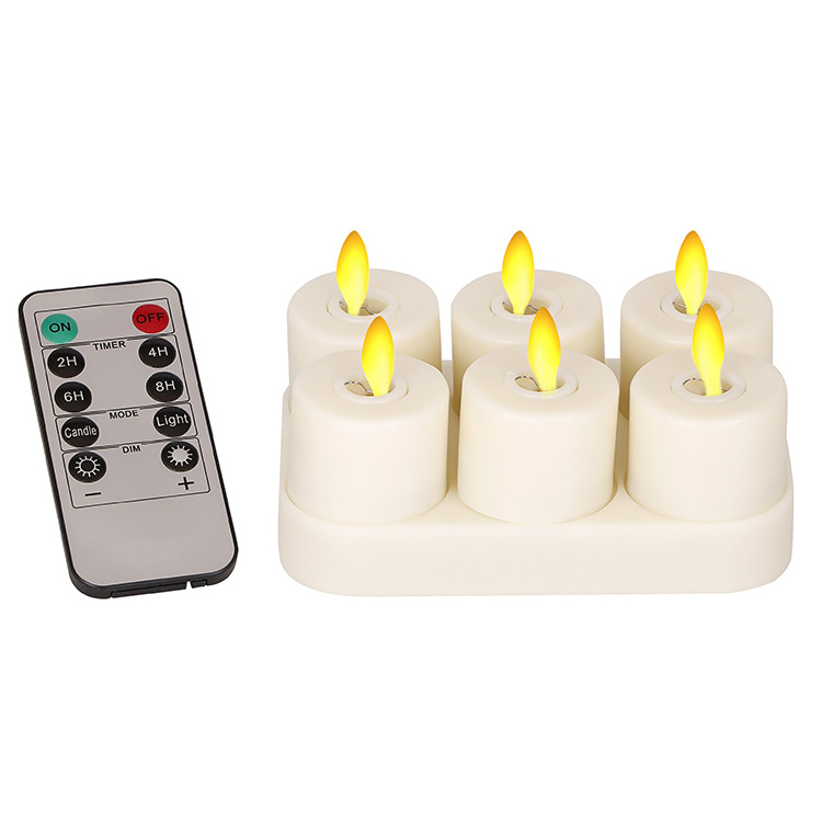 Customized without flame warm white/color light led rechargeable tea candle with timer