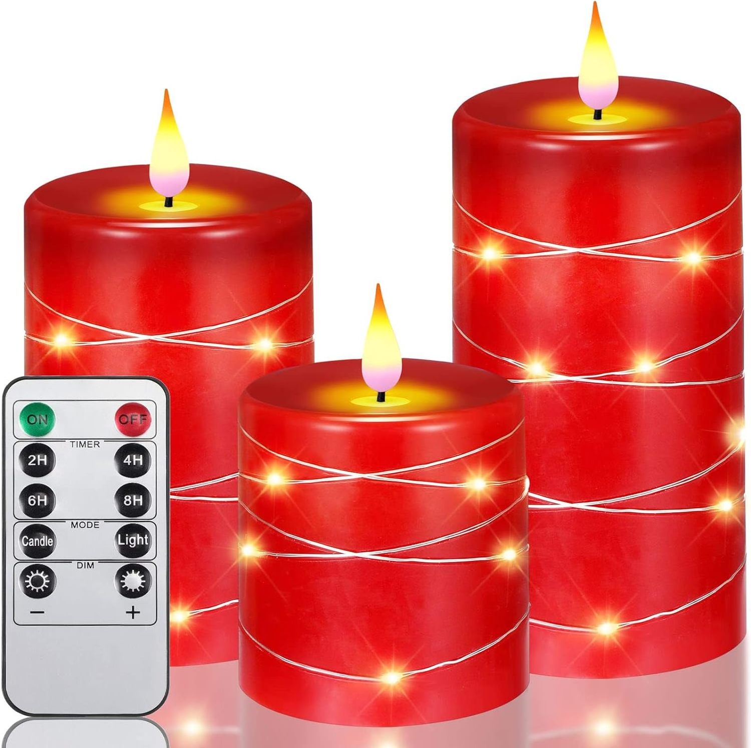 Flickering Flameless Candles Wedding String Lights LED Electric Battery Operated Pillar 3D Teardrop Candle