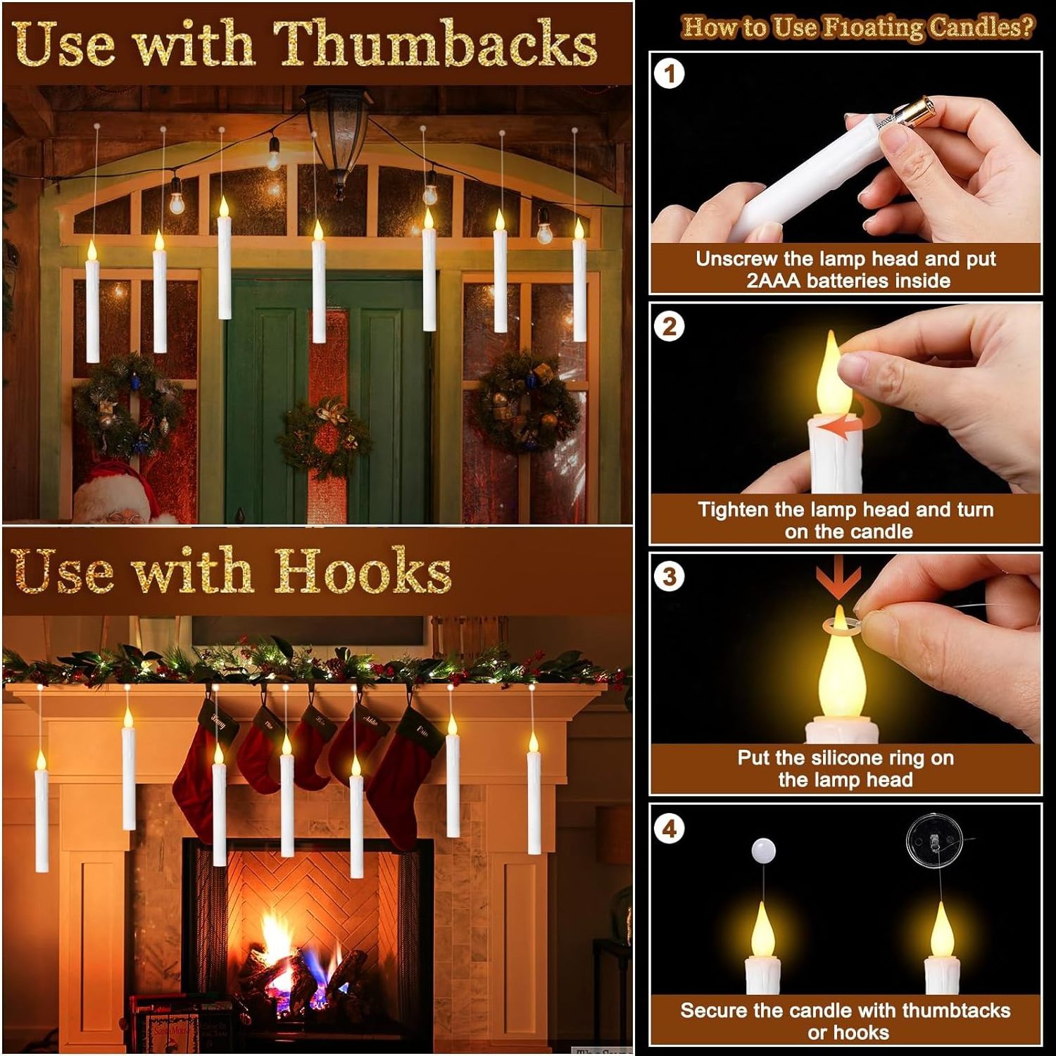 3d Magic wand led taper candles with moving flame electronic candles light