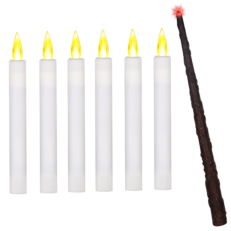 3d Magic wand led taper candles with moving flame electronic candles light