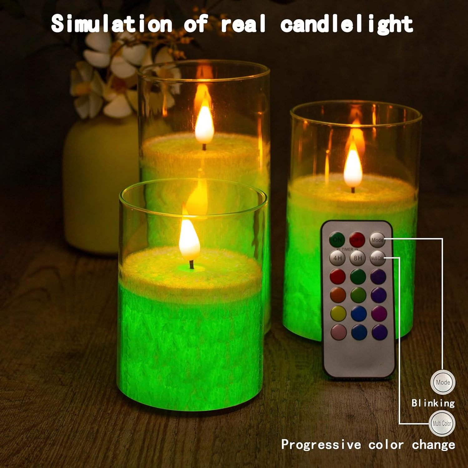 Flameless Acrylic Candles set Flickering RGB LED Candle Battery Operated LED Tea Lights in Colorful