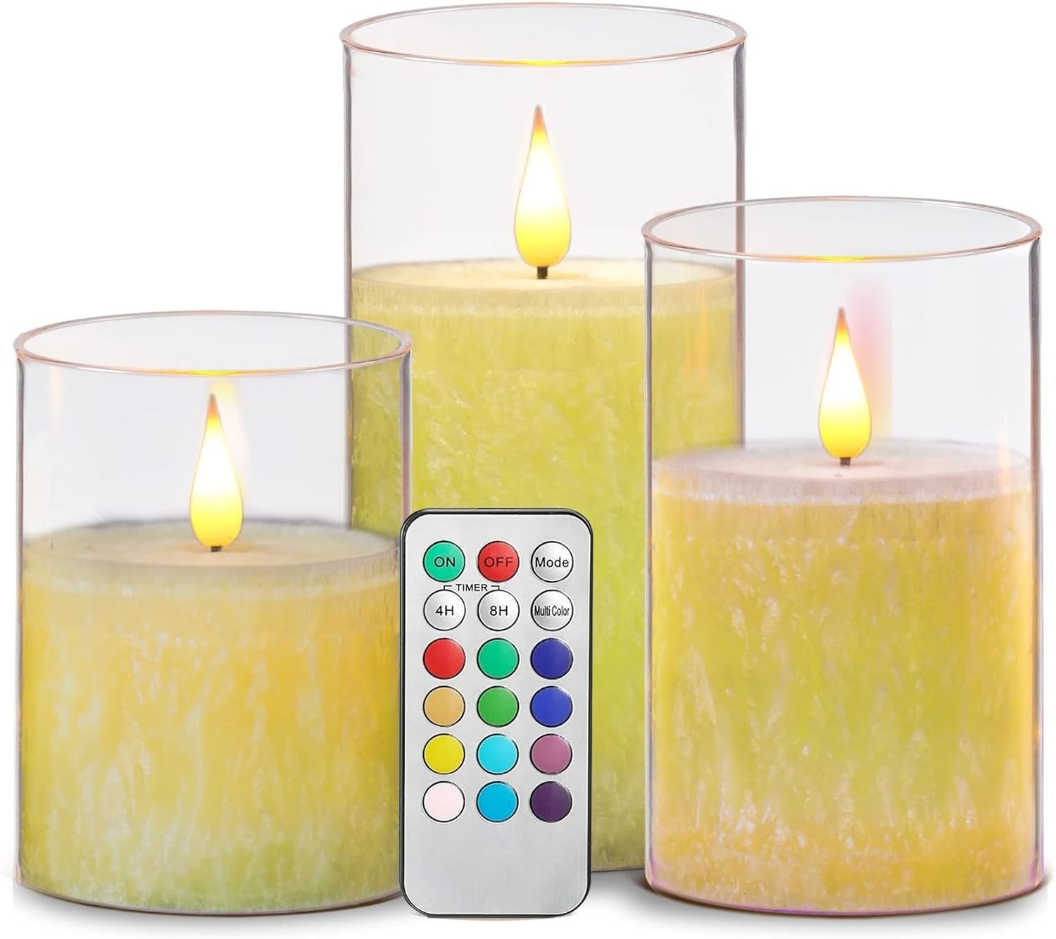 Flameless Acrylic Candles set Flickering RGB LED Candle Battery Operated LED Tea Lights in Colorful