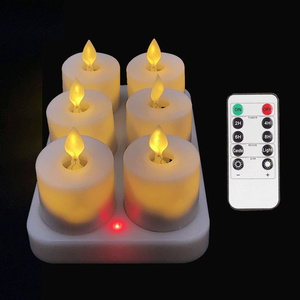 Remote Control Real Flame Warm Electric Flameless Flicker USB Rechargeable LED Tea Light Candles