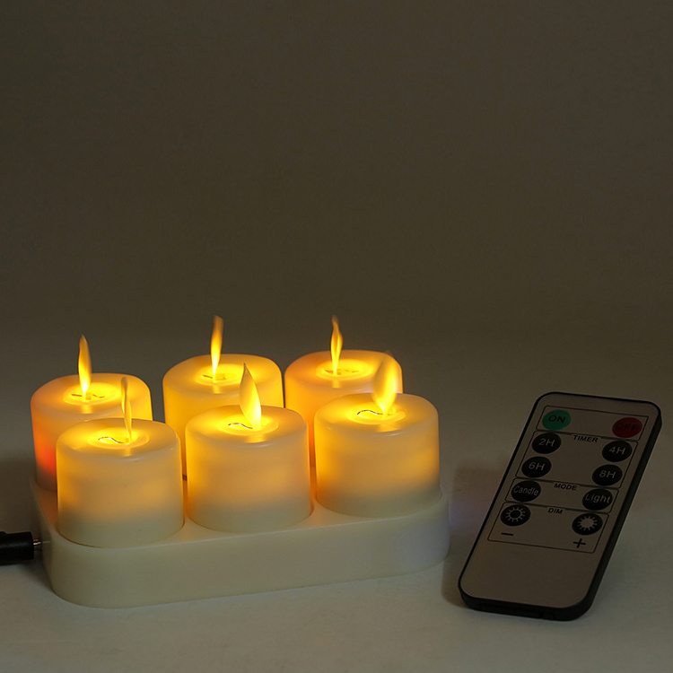 battery operated electronic candles rechargeable flameless led tea light candle with remote for Home decoration