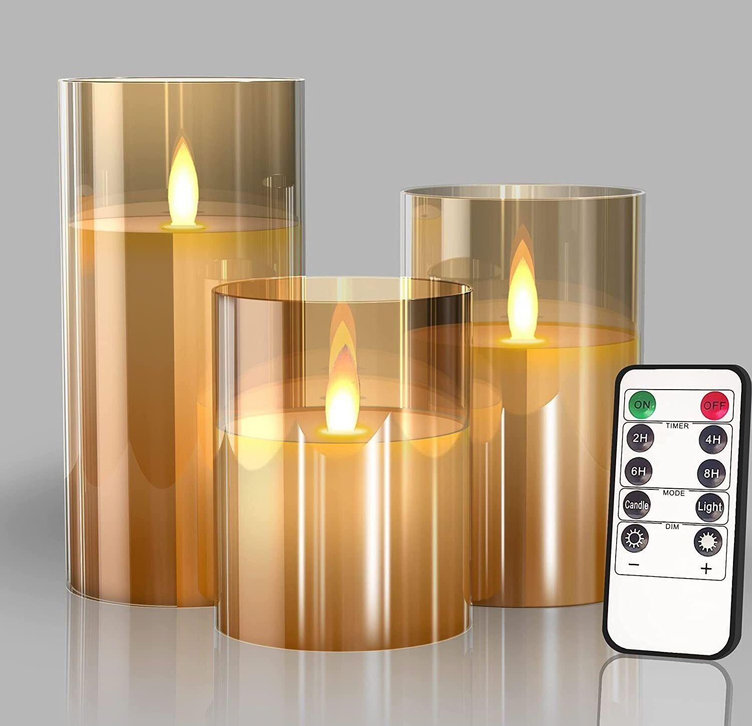 Real Wax Electric Battery-Operated Flameless Candles Fake Bougie Kerzen Pillar with LED Light Remote for Ramadan Celebration