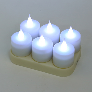 Flameless Set Of 6 Led Rechargeable candle light Electric tea lights With 3d Flame