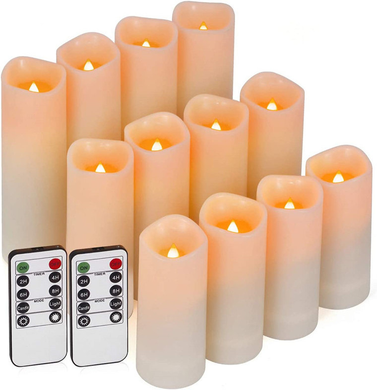 Flameless led pillar bougie wax light Outdoor Smokeless Battery Operated Waterproof floating electronic candles