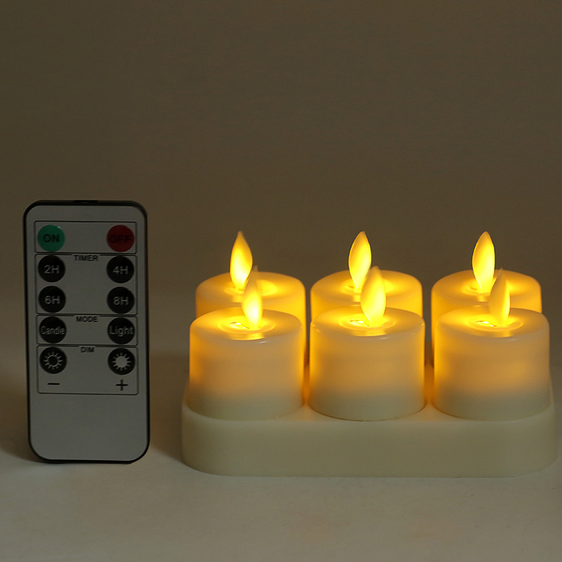 Charging Rechargeable Flameless Led Tealight Candles with timing and remote control