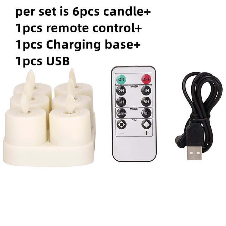 flameless and flickering rechargeable led tea light usb candle set with remote control RGB electronic candles