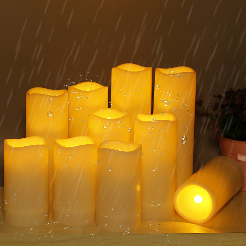 Flameless led pillar bougie wax light Outdoor Smokeless Battery Operated Waterproof floating electronic candles