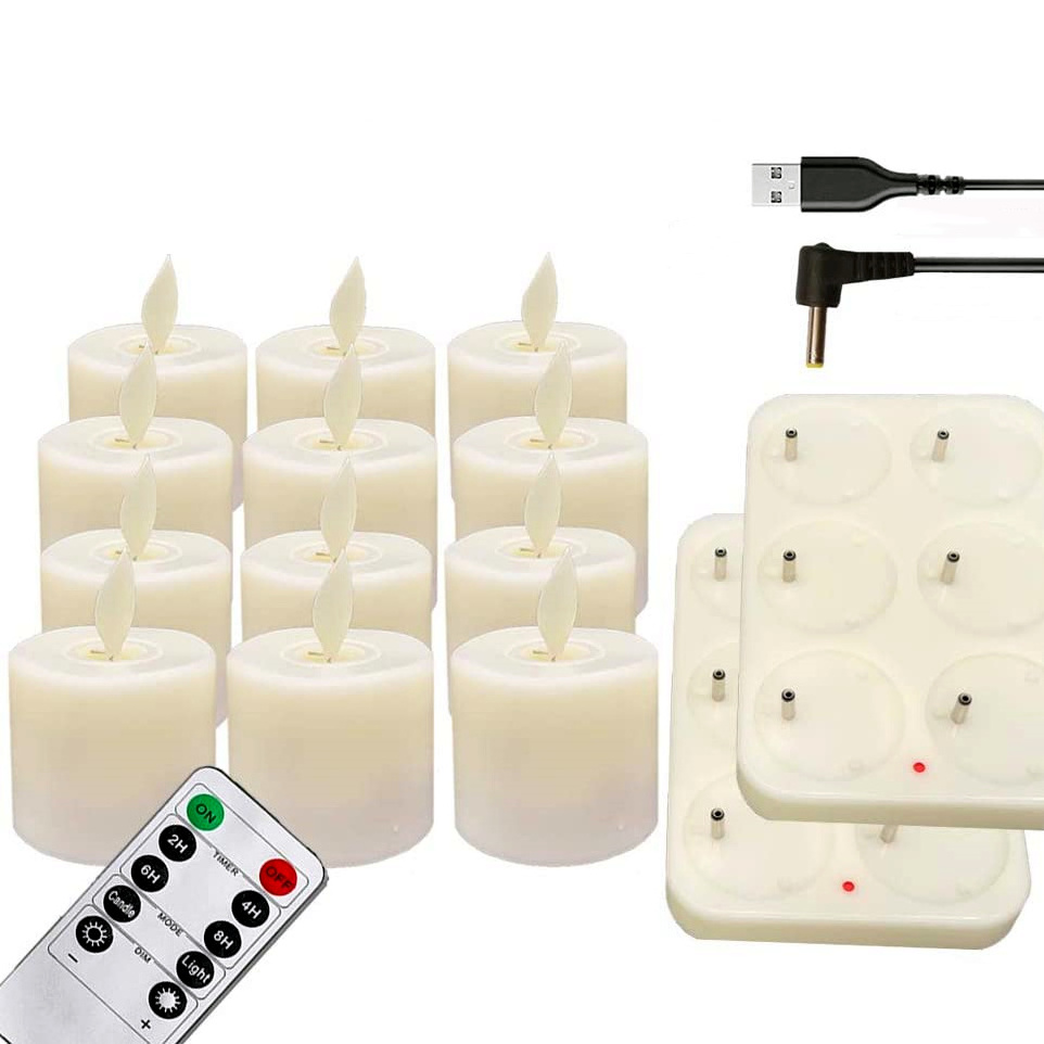 White Flickering Flameless Rechargeable Led Tea Light Candles