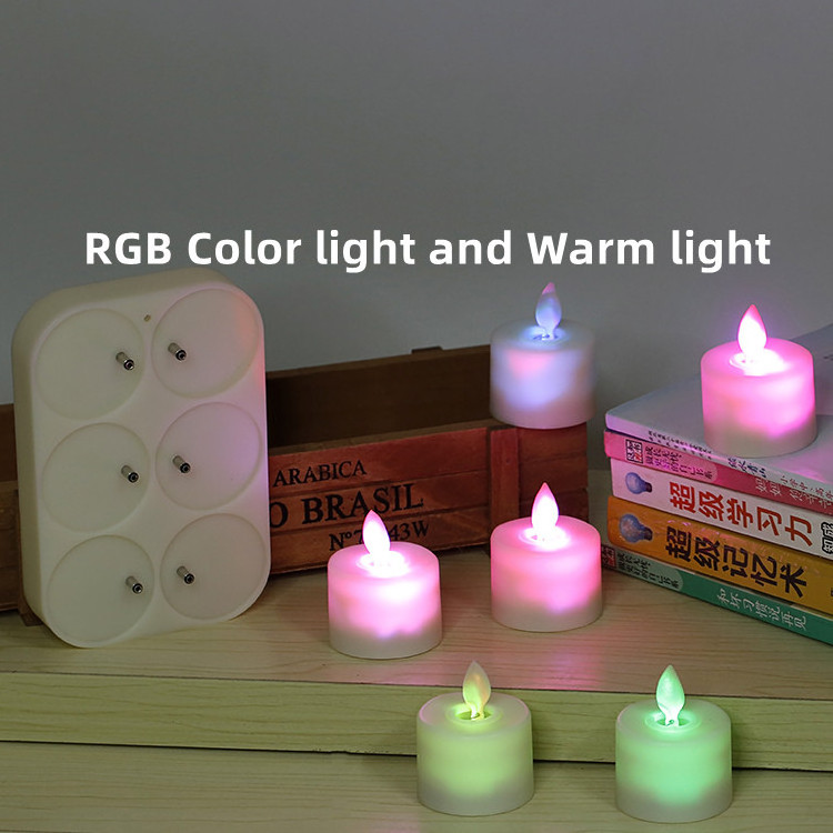 flameless and flickering rechargeable led tea light usb candle set with remote control RGB electronic candles