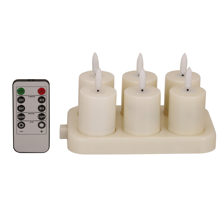 3D wick rechargeable electronic candles chargeable flameless timer pillar LED candle tea light