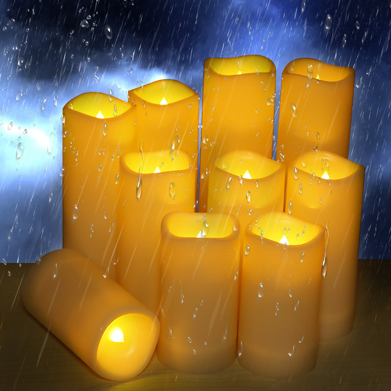 Flameless led pillar bougie wax light Outdoor Smokeless Battery Operated Waterproof floating electronic candles