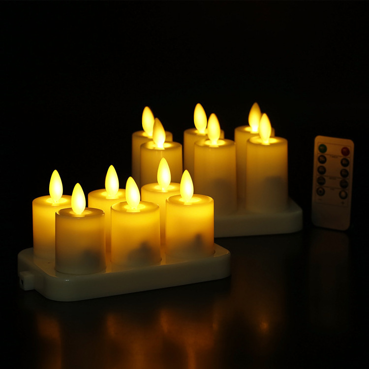 flameless and flickering rechargeable led tea light usb candle set with remote control electronic candles