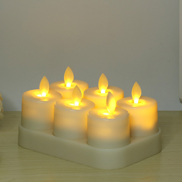 Remote Control Real Flame Warm Electric Flameless Flicker USB Rechargeable LED Tea Light Candles