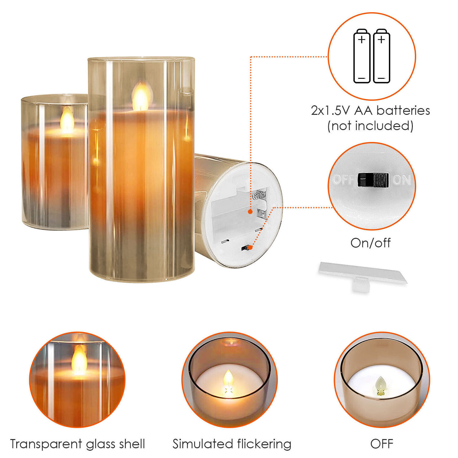 Real Wax Electric Battery-Operated Flameless Candles Fake Bougie Kerzen Pillar with LED Light Remote for Ramadan Celebration