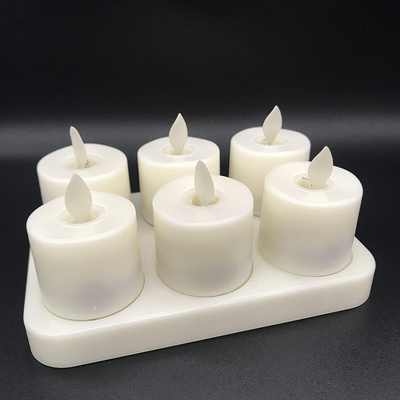 Flickering Flameless Rechargeable Wax LED Tea Light Candle with moving flame electronic candles with remote