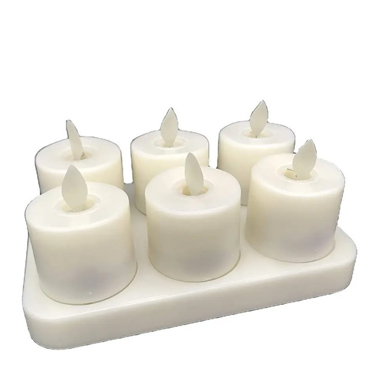 Flickering Flameless Rechargeable Wax LED Tea Light Candles with moving flame Electric Candle with remote