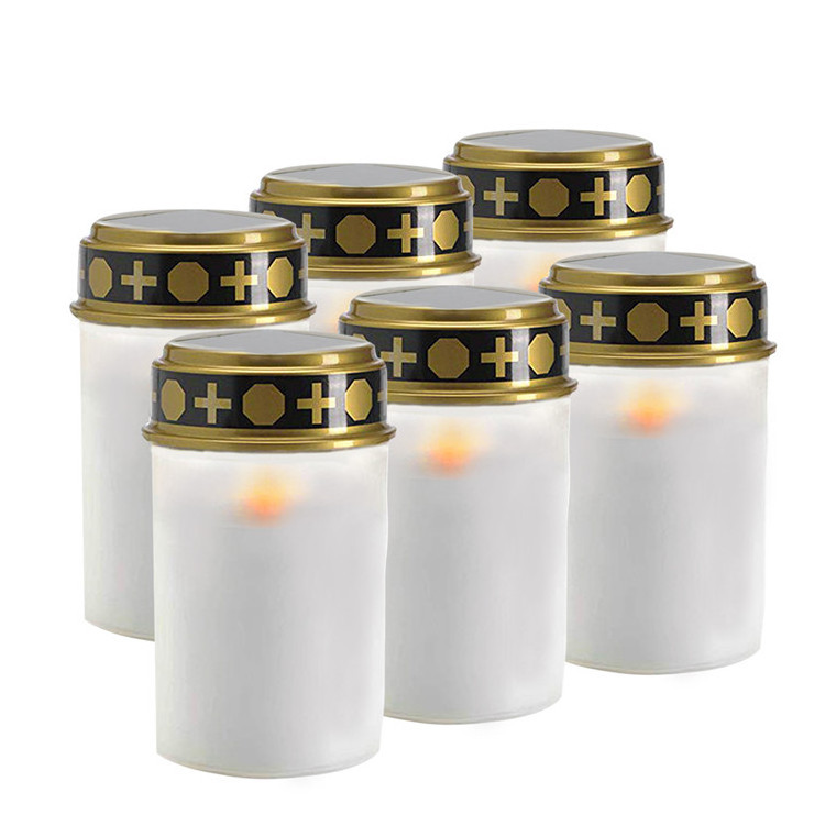 Outdoor waterproof Flickering Led Grave Candle Light Solar Cemetery Lighting with Groundless pole