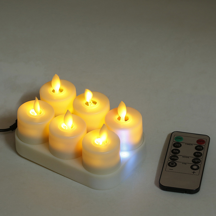 White Flickering Flameless Rechargeable Led Tea Light Candles