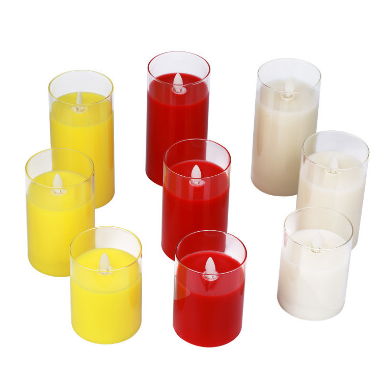 Glass Pillar Candle Warm Light Luxury LED Flickering Votive Candle Set Home Decor Halloween Weddings Birthdays Scented Feature