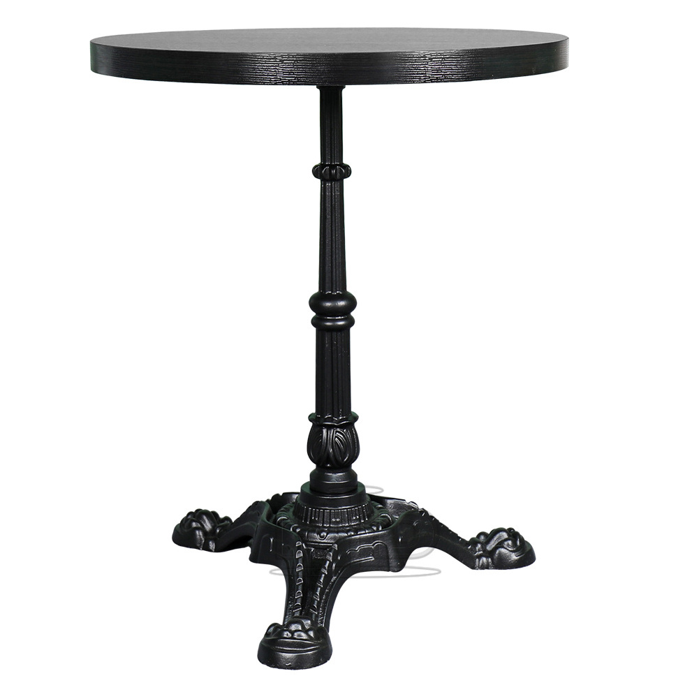 French bistro furniture black metal base restaurant table