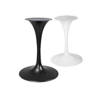 White black metal aluminum steel crank trumpet tulip table base for marble table