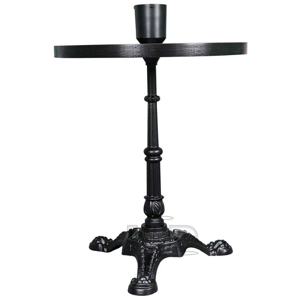 French bistro furniture black metal base restaurant table