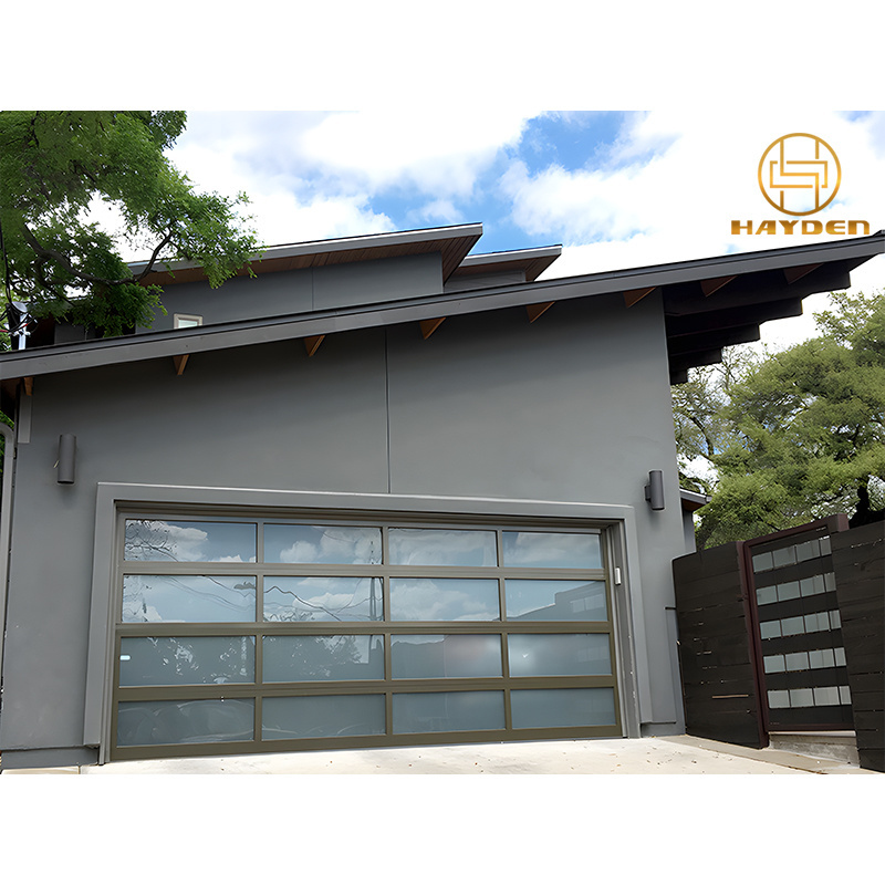 popular aluminum alloy low price automatic electric glass garage doors Inset frosted glass garage door