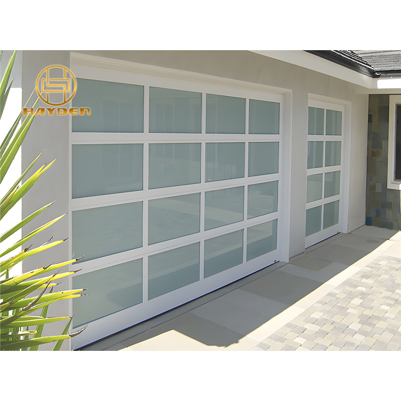 popular aluminum alloy low price automatic electric glass garage doors Inset frosted glass garage door