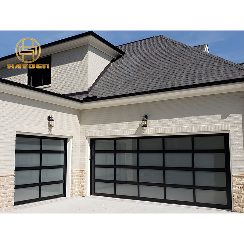 popular aluminum alloy low price automatic electric glass garage doors Inset frosted glass garage door