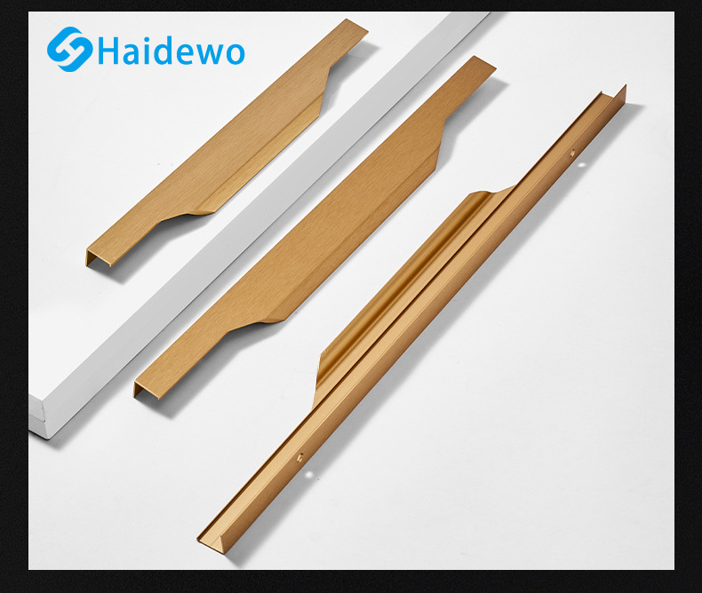 Haidewo Factory Direct Hidden Black Gold Matte Color Handle Aluminum Alloy Cabinet Wardrobe Cloak Cabinet Handle