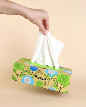 Customized Soft Silk Paper Tissue 100% Virgin Pulp Face Cleaning Printing Package Facial Tissue for Babies