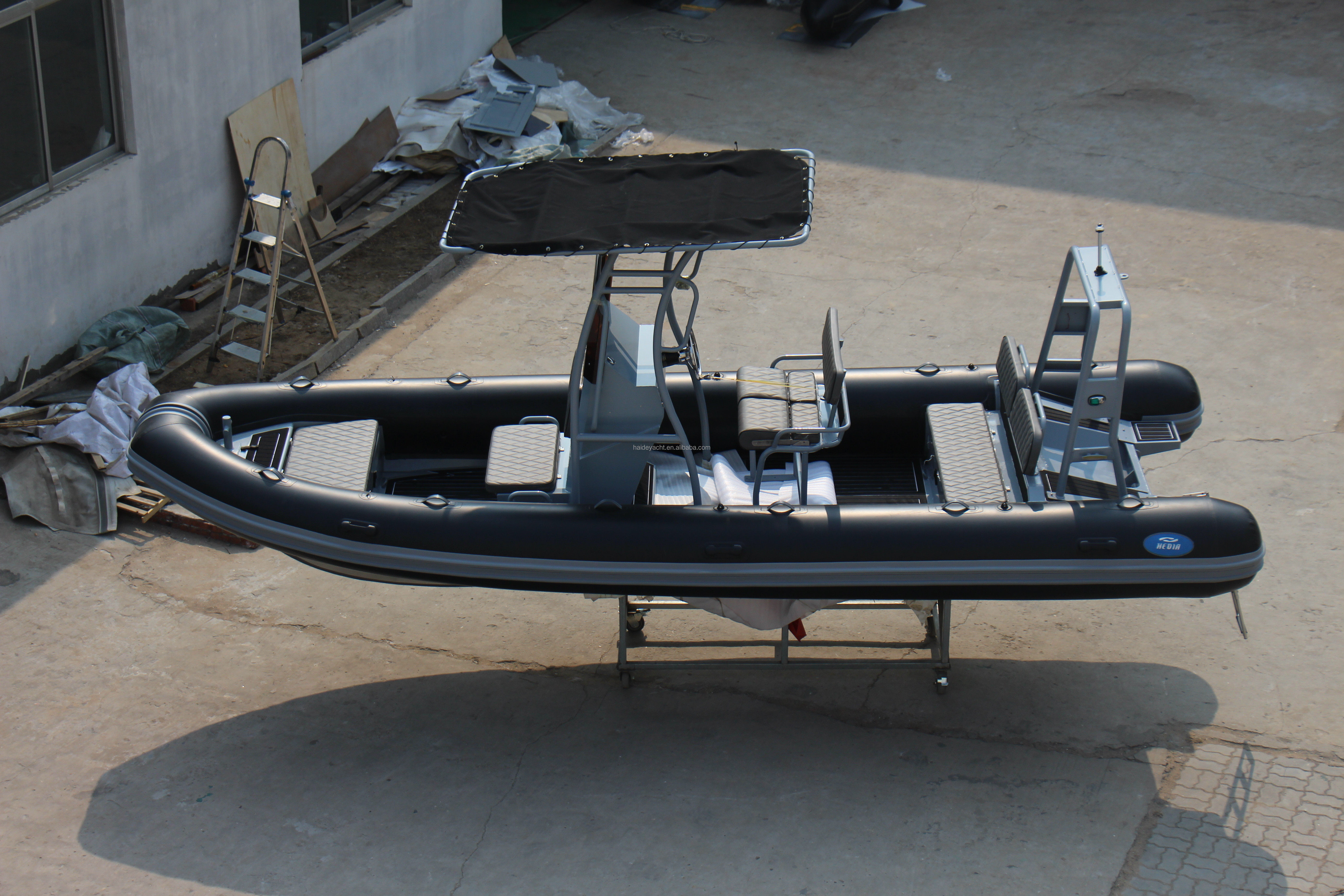 Wholesale PVC hypalon patrol 600 6 meter fishing dinghy aluminum rib rigid inflatable boat with motor