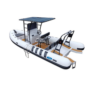 Ce 21ft Alu hull Patrol 650 660 rib boat High Quality luxury semi rigid inflatable hypalon aluminum teak boat with motor