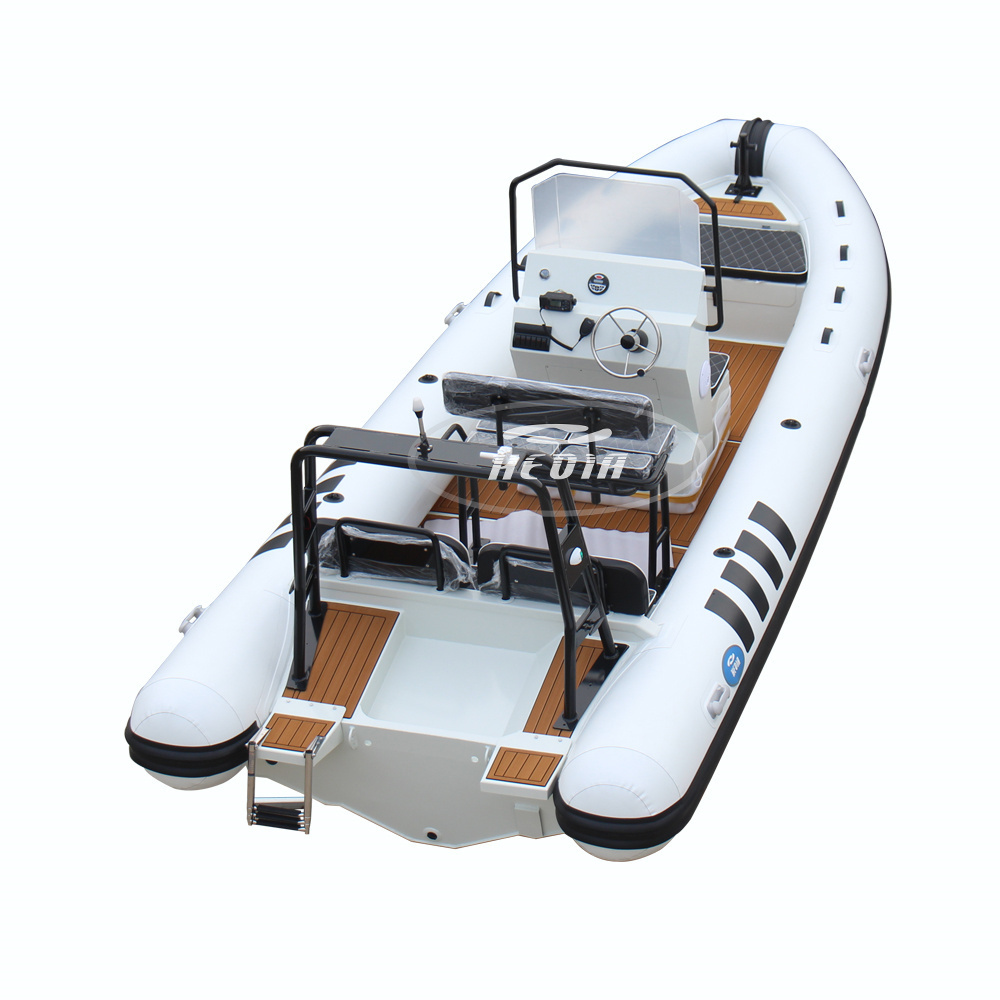 Ce 21ft Alu hull Patrol 650 660 rib boat High Quality luxury semi rigid inflatable hypalon aluminum teak boat with motor