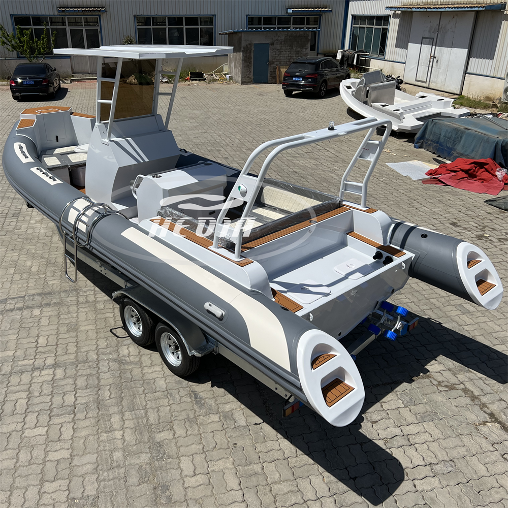 Hedia Luxury 25ft Deep V Shape Aluminum Hull RIB 760 PVC Hypalon Orca Inflatable Boat For Sale