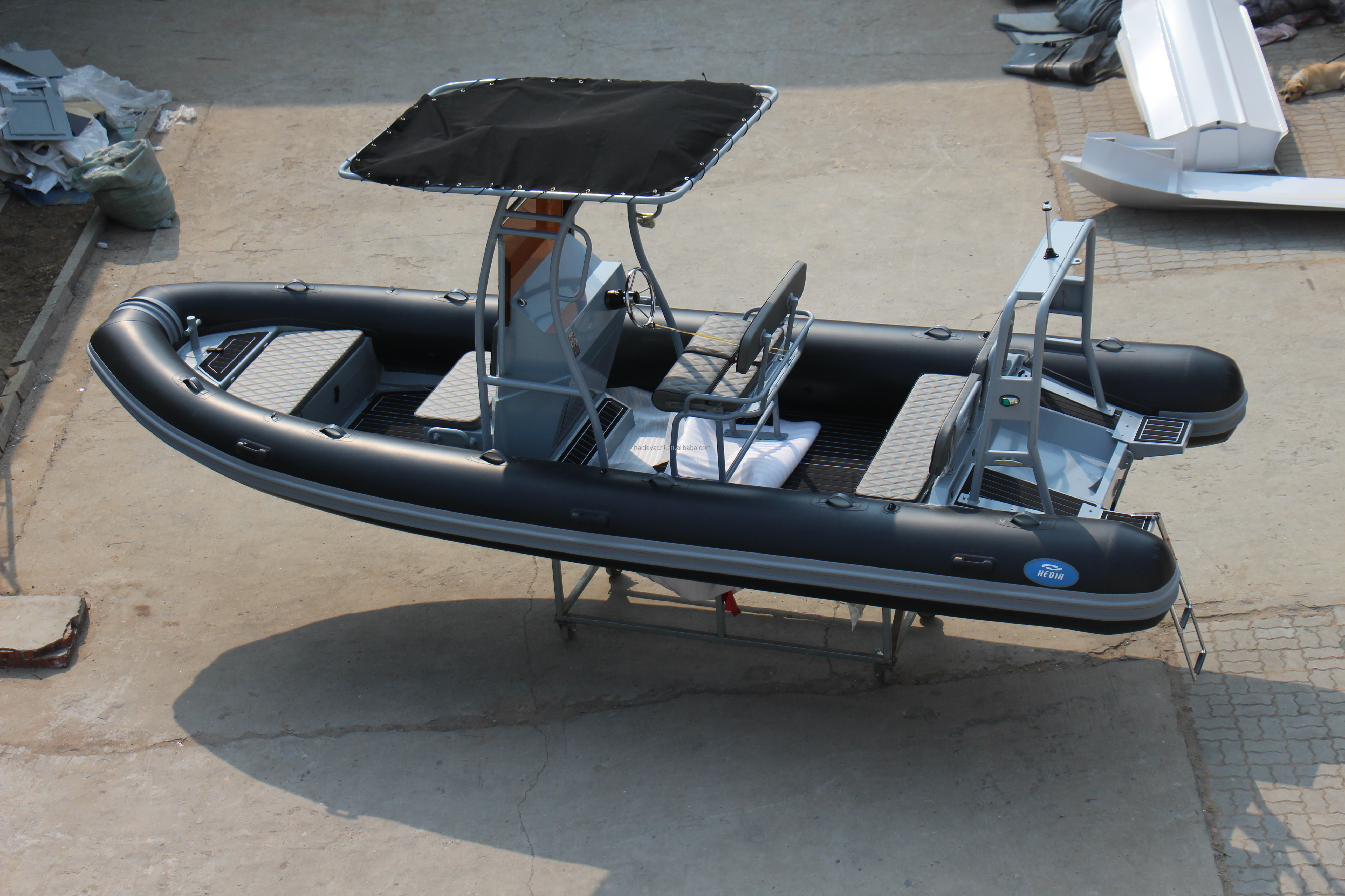 Wholesale PVC hypalon patrol 600 6 meter fishing dinghy aluminum rib rigid inflatable boat with motor