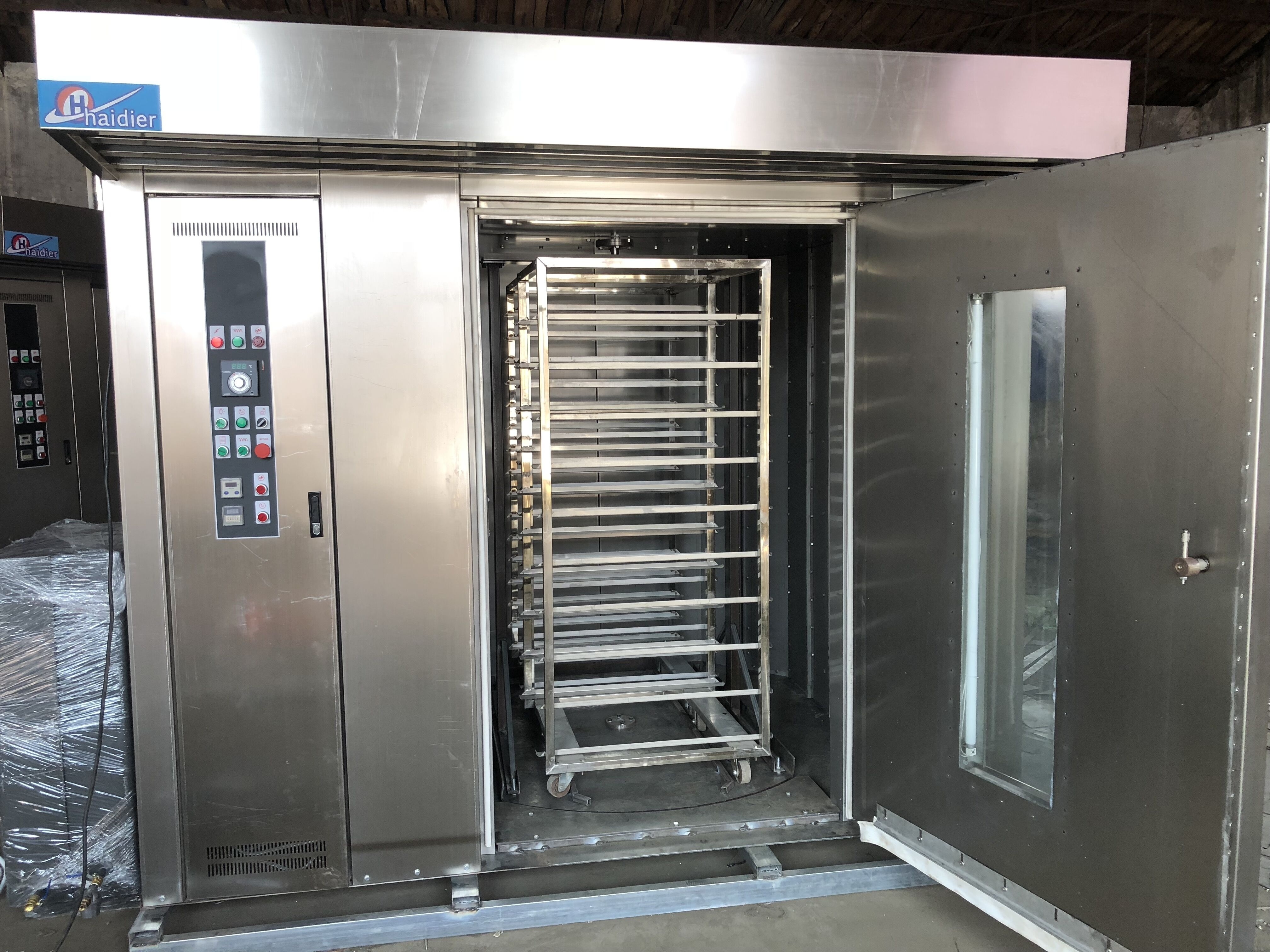 double trolleys hot-wind bakery oven rotary rack oven