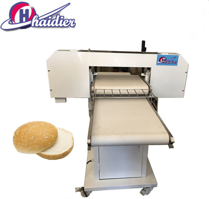 bakery equipment horizontal burger cutting slicing hamburger bun hot dog slicer