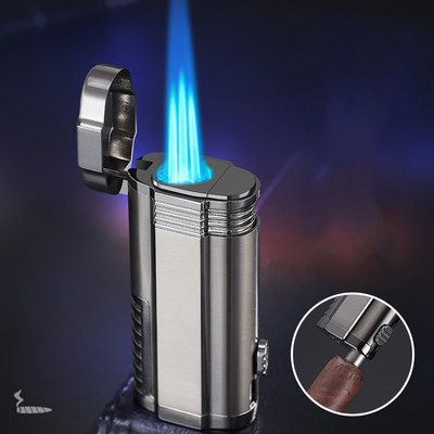 Wholesale windproof jet flame cigarette lighters with cigar cutter refillable butane gas torch lighter for cigar