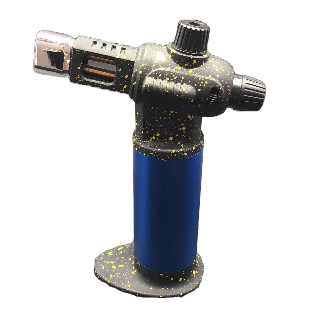 Family Dinner Windproof Blue Flame Cigar Lighter With Lock Butane Gas Blow Torch Lighter Bbq Lighter