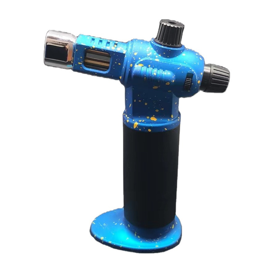 Family Dinner Windproof Blue Flame Cigar Lighter With Lock Butane Gas Blow Torch Lighter Bbq Lighter